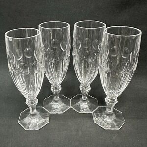 Towle 'Orly' 7 1/4" Fluted Crystal Champagne Glasses, Vintage 1960s, Set of‎ 4